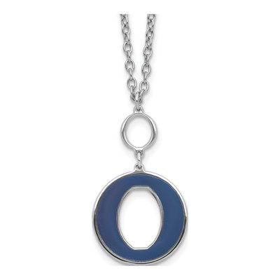 Sterling Silver Blue Enamel Circle Necklace