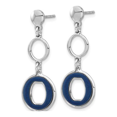 Sterling Silver Blue Circle Dangle Earrings – view 2