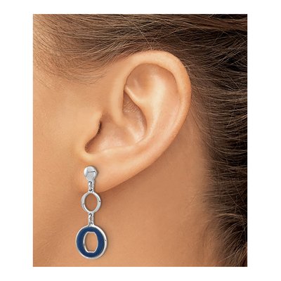Sterling Silver Blue Circle Dangle Earrings – view 3