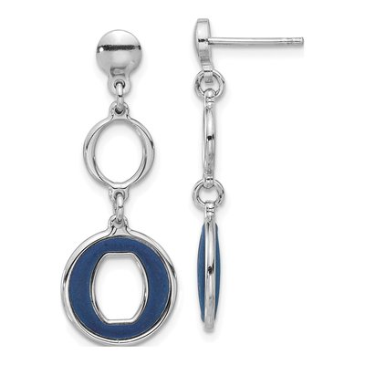 Sterling Silver Blue Circle Dangle Earrings
