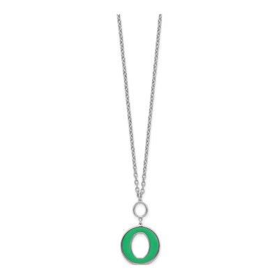 Sterling Silver Green Enamel Circle Necklace – view 2
