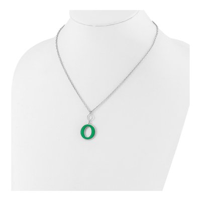 Sterling Silver Green Enamel Circle Necklace – view 3