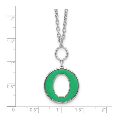 Sterling Silver Green Enamel Circle Necklace – view 4