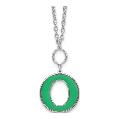 Sterling Silver Green Enamel Circle Necklace