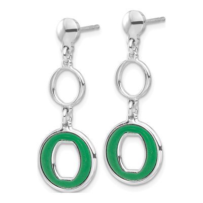 Sterling Silver Green Circle Dangle Earrings – view 2