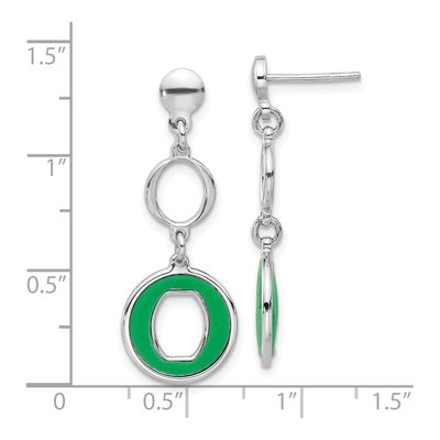 Sterling Silver Green Circle Dangle Earrings – view 4