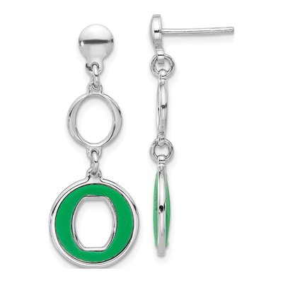 Sterling Silver Green Circle Dangle Earrings