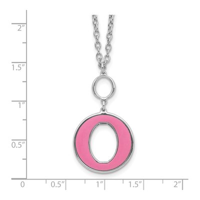 Sterling Silver Pink Enamel Circle Necklace, 18in – view 4