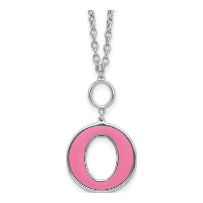 Sterling Silver Pink Enamel Circle Necklace