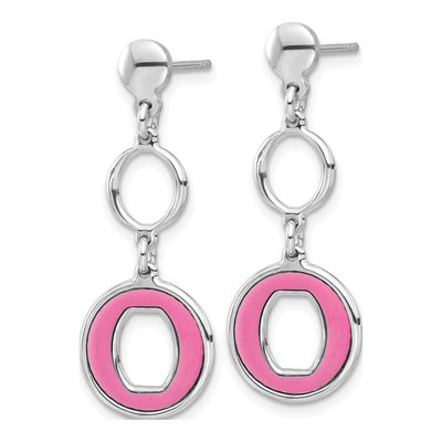 Sterling Silver Pink Circle Dangle Earrings – view 2