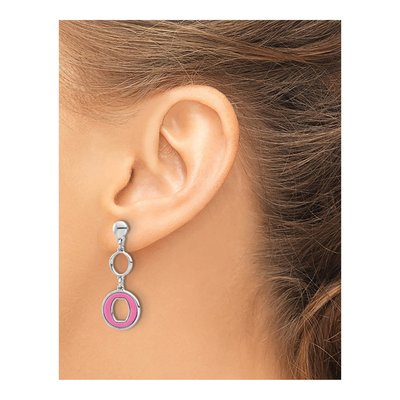 Sterling Silver Pink Circle Dangle Earrings – view 3