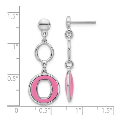 Sterling Silver Pink Circle Dangle Earrings – view 4