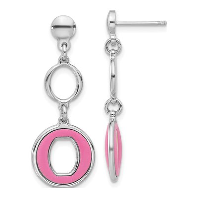 Sterling Silver Pink Circle Dangle Earrings
