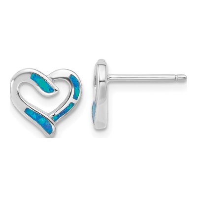 Sterling Silver Opal Heart Necklace & Earring Set – view 2