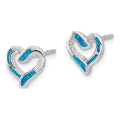 Sterling Silver Opal Heart Necklace & Earring Set – view 3