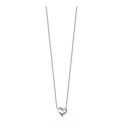 Sterling Silver Opal Heart Necklace & Earring Set – view 5