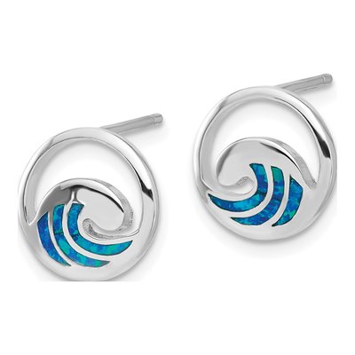 Sterling Silver Opal Wave Necklace & Earring Set – view 4
