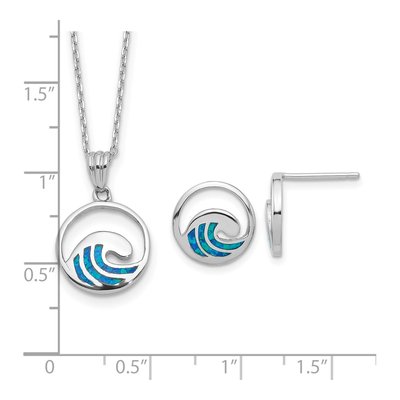 Sterling Silver Opal Wave Necklace & Earring Set – view 7