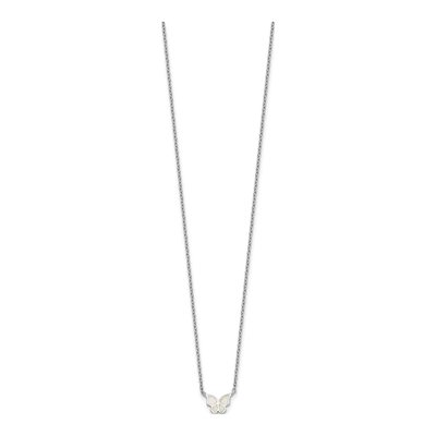 Sterling Silver Opal Butterfly Necklace & Earring Set – view 5