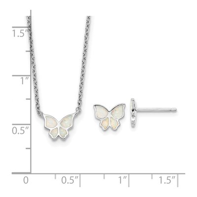 Sterling Silver Opal Butterfly Necklace & Earring Set – view 6