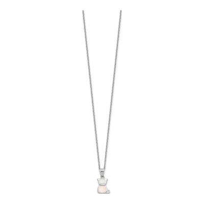 Sterling Silver Rh-Pl Cr.Opal Cat 16In Necklace W/1.75 Ext/Earring Set – view 6