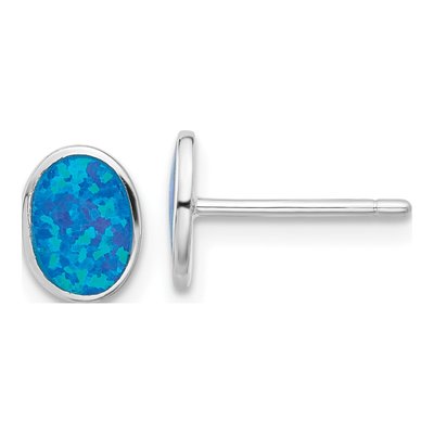 Sterling Silver Blue Opal Necklace & Earring Set – view 3