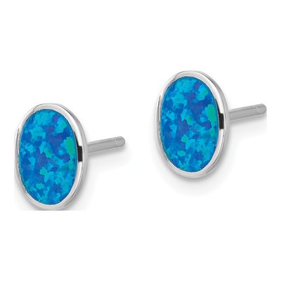 Sterling Silver Blue Opal Necklace & Earring Set – view 4