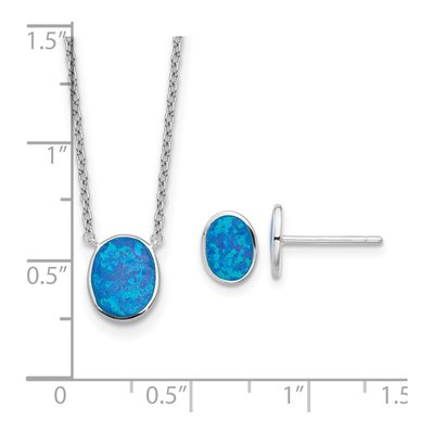 Sterling Silver Blue Opal Necklace & Earring Set – view 7