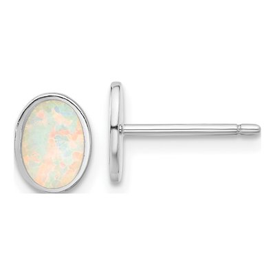 Sterling Silver Rh-Pl Cr.Opal Oval 16In Necklace W/1.75 Ext/Earring Set – view 2