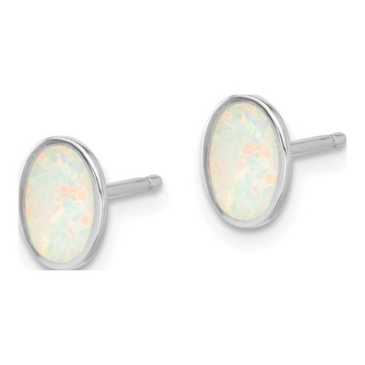 Sterling Silver Rh-Pl Cr.Opal Oval 16In Necklace W/1.75 Ext/Earring Set – view 3