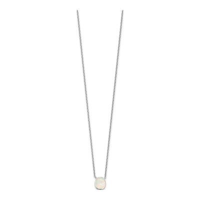 Sterling Silver Rh-Pl Cr.Opal Oval 16In Necklace W/1.75 Ext/Earring Set – view 5