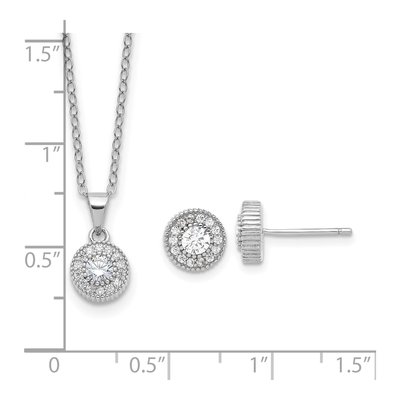 Sterling Silver CZ Earring & Necklace Set – view 7