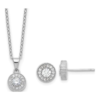 Sterling Silver CZ Earring & Necklace Set