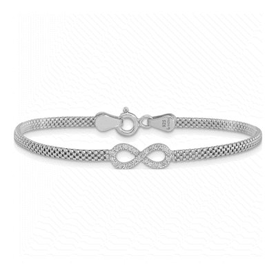 Sterling Silver CZ Girls' Infinity Bracelet – view 4