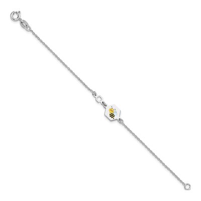 Sterling Silver Girls' Enamel Bee Bracelet – view 2