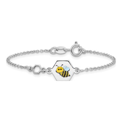 Sterling Silver Girls' Enamel Bee Bracelet – view 3