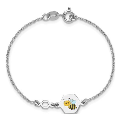 Sterling Silver Girls' Enamel Bee Bracelet – view 4