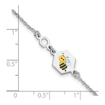 Sterling Silver Girls' Enamel Bee Bracelet – view 5