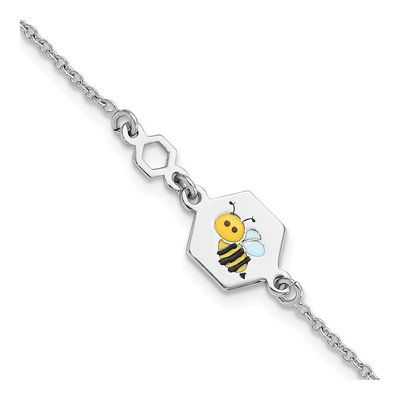 Sterling Silver Girls' Enamel Bee Bracelet