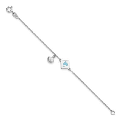 Sterling Silver Girls' Enameled Dolphin Bracelet – view 3