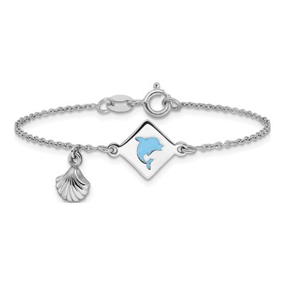 Sterling Silver Girls' Enameled Dolphin Bracelet – view 4