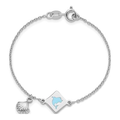 Sterling Silver Girls' Enameled Dolphin Bracelet – view 5