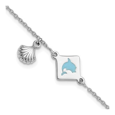 Sterling Silver Girls' Enameled Dolphin Bracelet