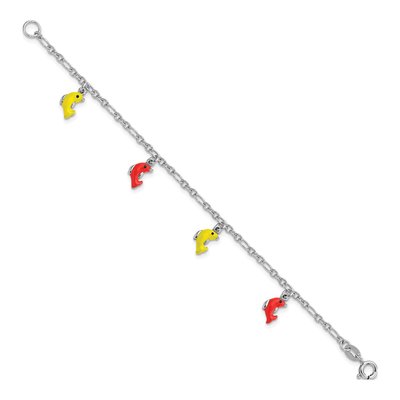 Sterling Silver Girls' Enameled Dolphin Bracelet – view 3