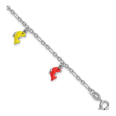 Sterling Silver Girls' Enameled Dolphin Bracelet