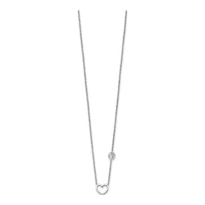 Sterling Silver CZ Girls' Heart Necklace – view 3