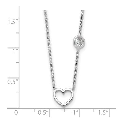 Sterling Silver CZ Girls' Heart Necklace – view 5