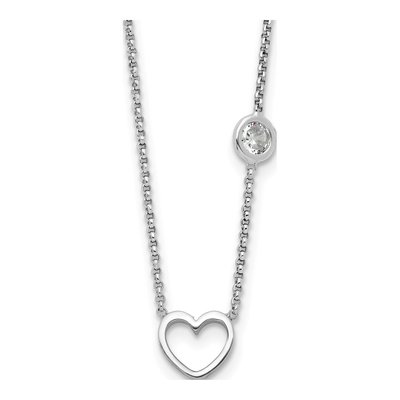 Sterling Silver CZ Girls' Heart Necklace