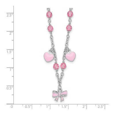 Sterling Silver Crystal Girls' Enamel Heart Bow Necklace – view 5