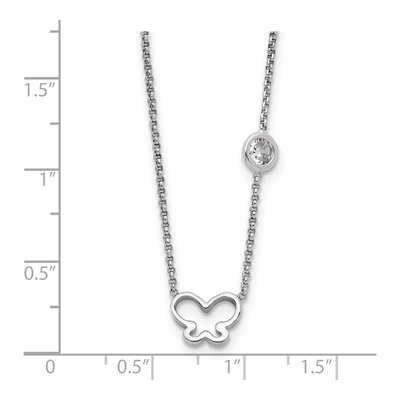 Sterling Silver CZ Girls' Butterfly Necklace – view 5